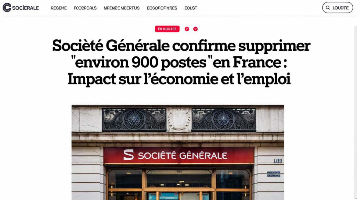 Soci&eacute;t&eacute; G&eacute;n&eacute;rale confirme supprimer &laquo;&nbsp;environ 900 postes&nbsp;&raquo; en France : Impact sur l&rsquo;&Eacute;conomie et l&rsquo;Emploi